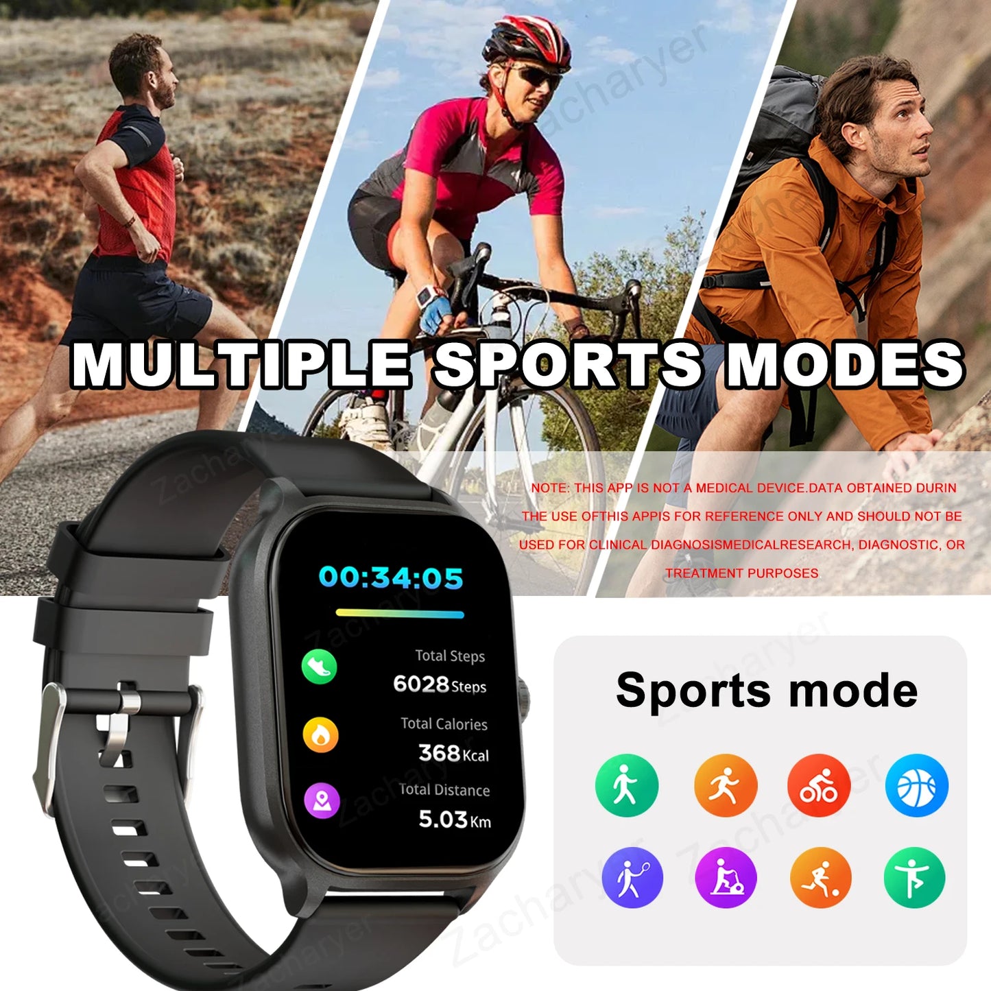 Smart watch, wireless calling/dial, multi-Sport mode, calling reminder and rejection, SMS reminder, for iPhone/Andriod - TrendForce25