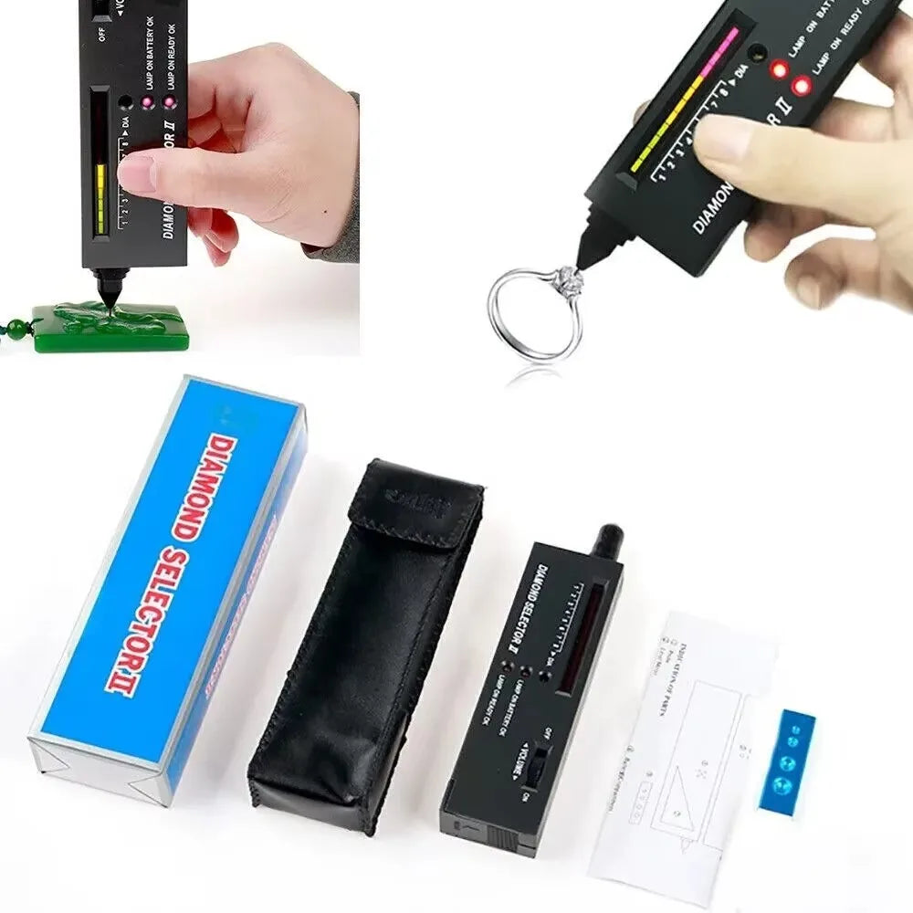 Portable Diamond Tester Pen Gemstone Selector Jewelry Hardness Detector with LED Light for Diamond Jade Authenticity Check