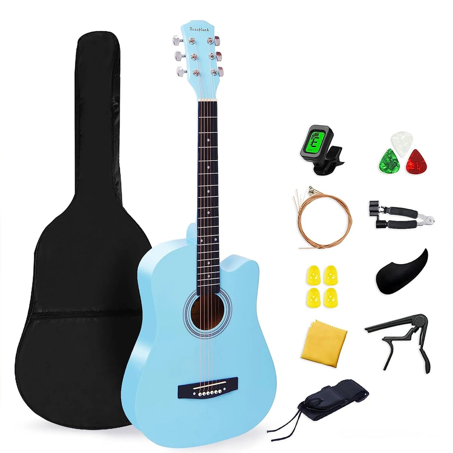 38 Inch Acoustic Guitar Set for Beginners Adults with Capo Picks Bag 6 Steel Strings Travel Guitar for Teens Guitar Accessories