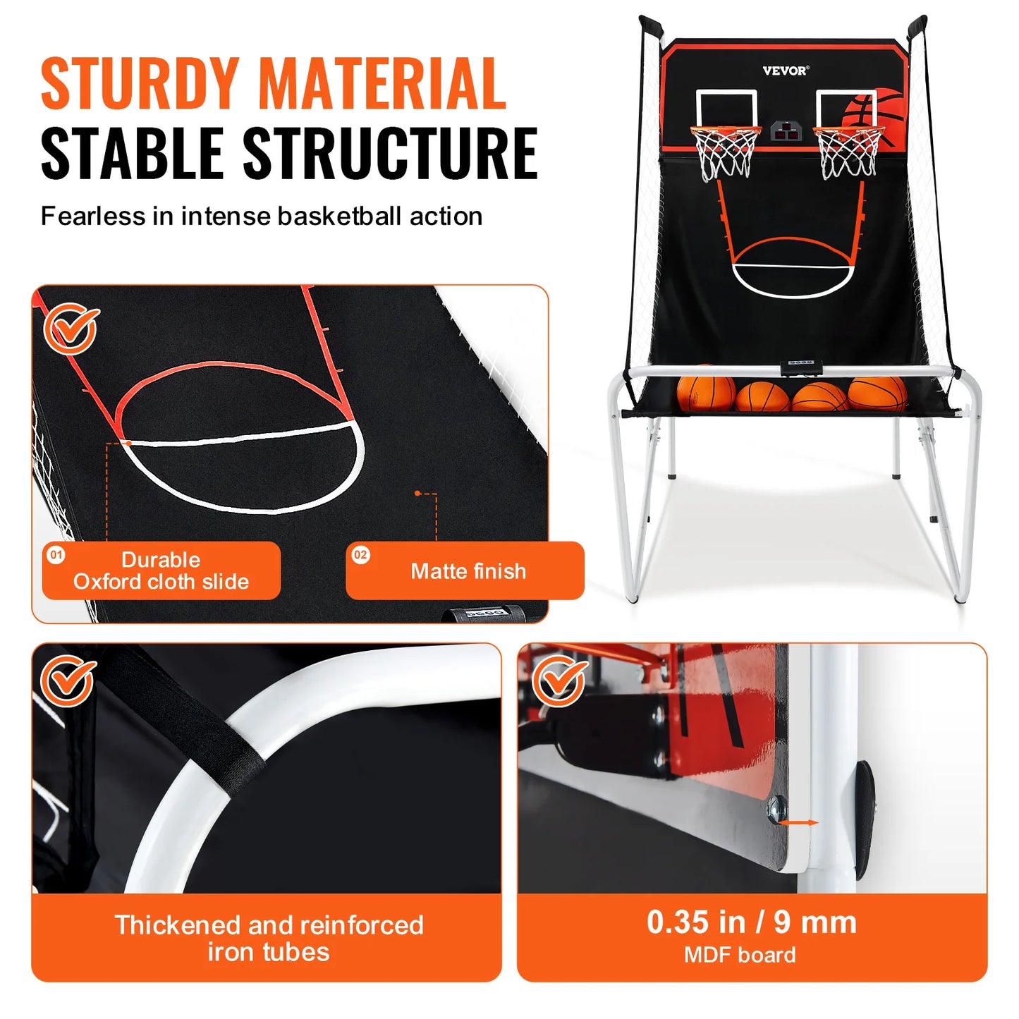 VEVOR Foldable Basketball Arcade Game 2 Player Indoor Basketball Game Home Dual Shot Sport w/ 4 Balls 8 Game Modes for Kid Adult