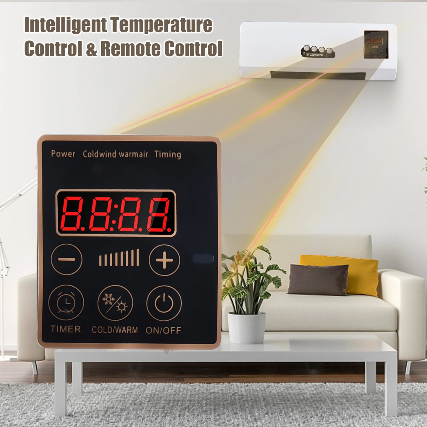 2-in-1 Air Conditioner Heater and Fan Combo Timing Wall Mounted Electric Fan and Space Heater Remote Control for Dormitory Home - TrendForce25