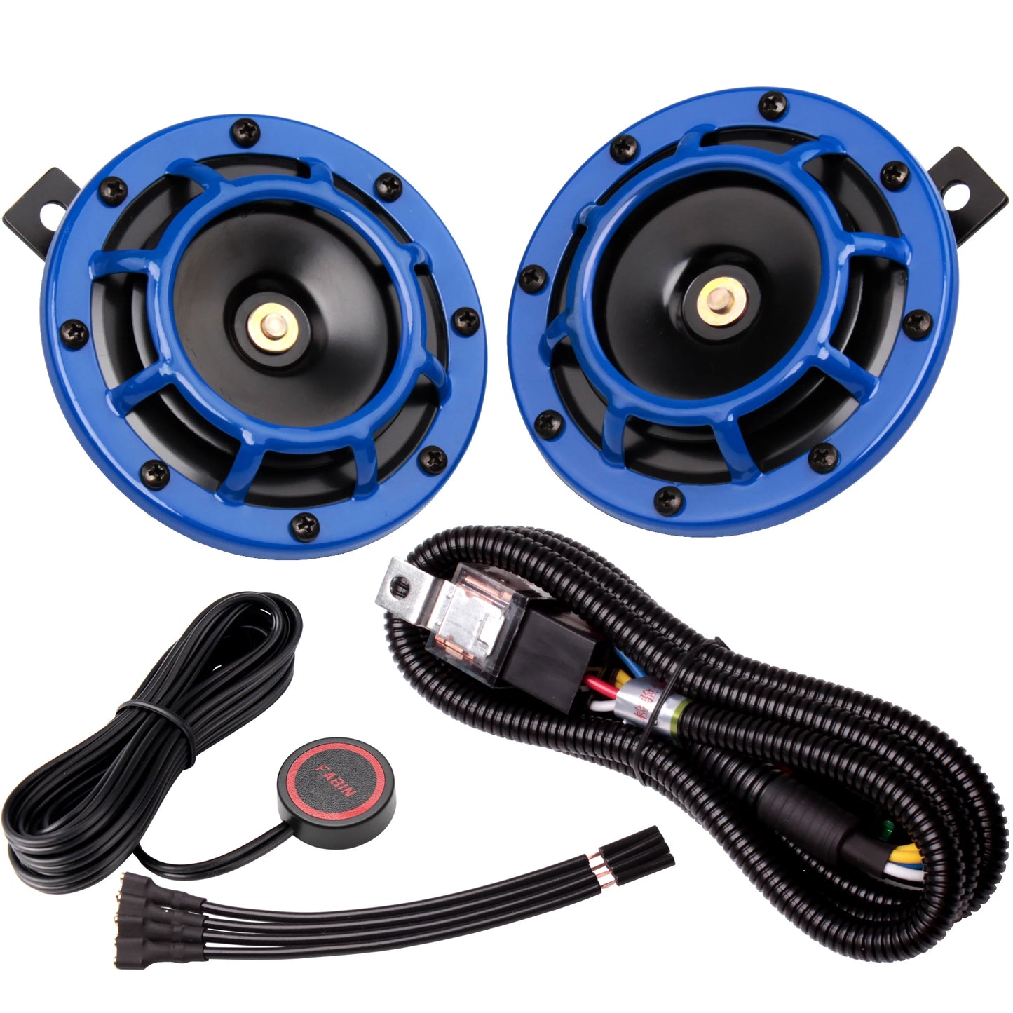 ALLREY 2Pcs Car Horn Multi-Color 12V Disc Electric Air Horn Kit Dual Tone Super Loud Alarm Singal Motorcycle Truck Warning Tool - TrendForce25