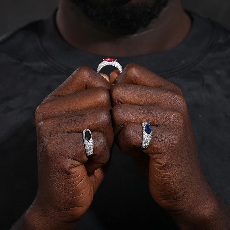 Unisex VVS1 Moissanite 925 Silver Hip Hop Jewelry Classic Men For Woman Rings Rock Hip Hop Jewelry Gift