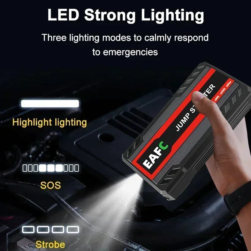 EAFC Jump Starter Power Bank 12V Booster for Car Start 600A Quick Charger Auto Starting Device Powerbank Device Petrol Diesel