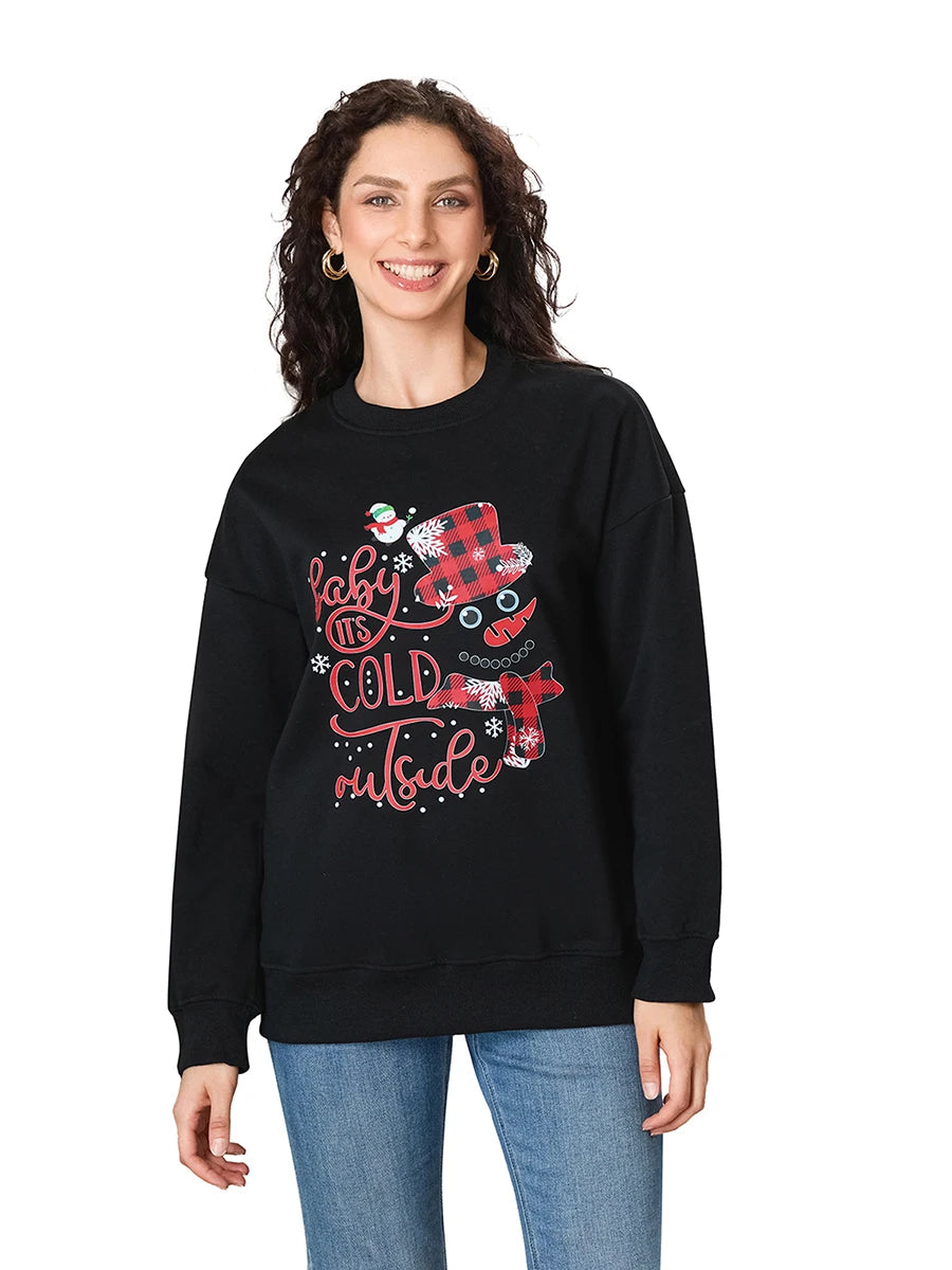 Women s Christmas Sweaters Adorable Reindeer Print Round Neck Knit Pullovers Festive Winter Holiday Tops Oversized Cozy Jumpers