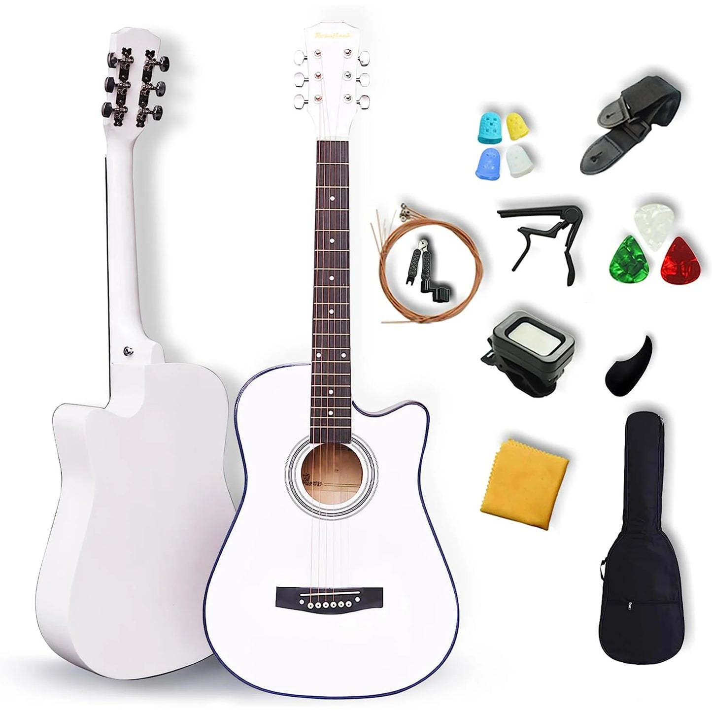 38 Inch Acoustic Guitar Set for Beginners Adults with Capo Picks Bag 6 Steel Strings Travel Guitar for Teens Guitar Accessories