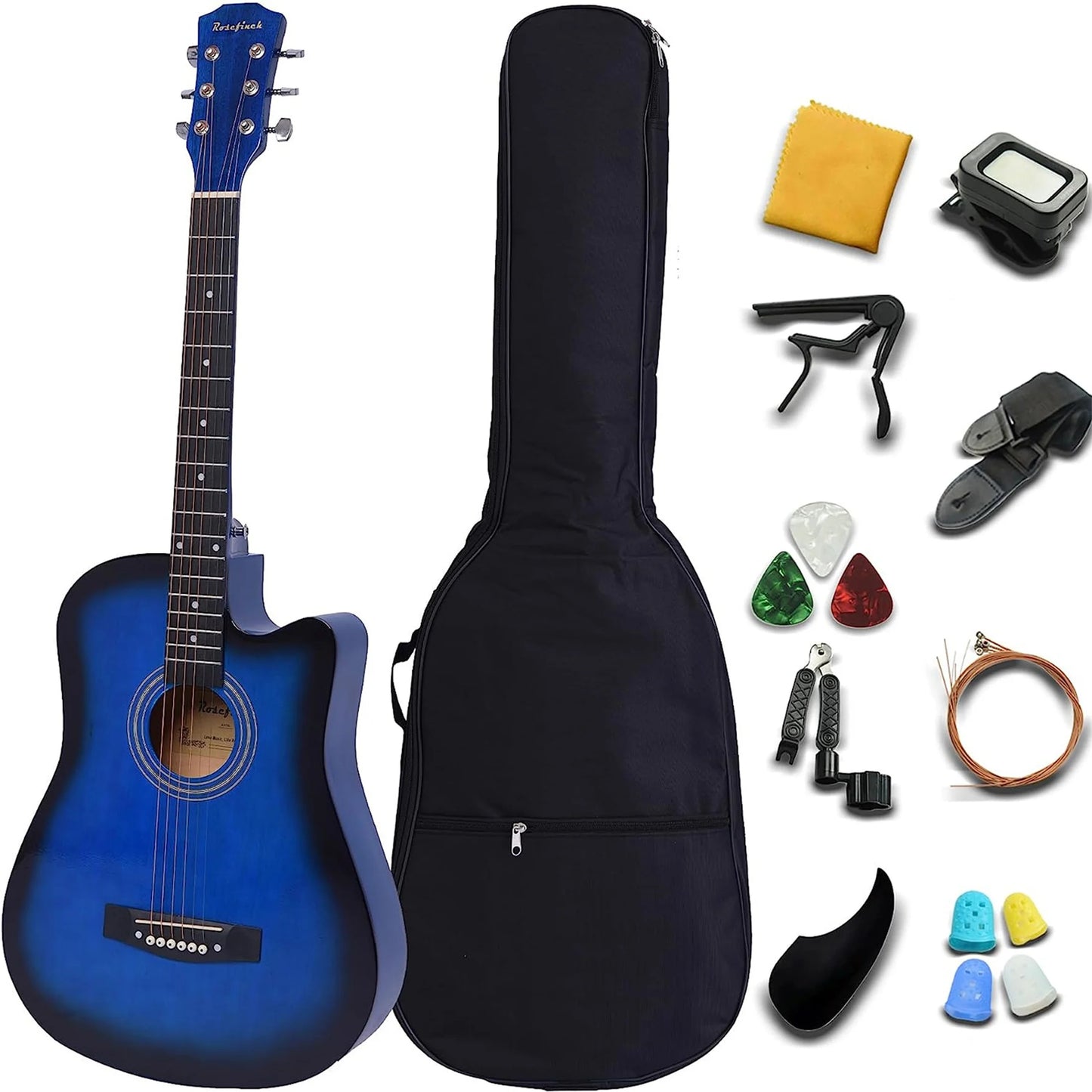 38 Inch Acoustic Guitar Set for Beginners Adults with Capo Picks Bag 6 Steel Strings Travel Guitar for Teens Guitar Accessories
