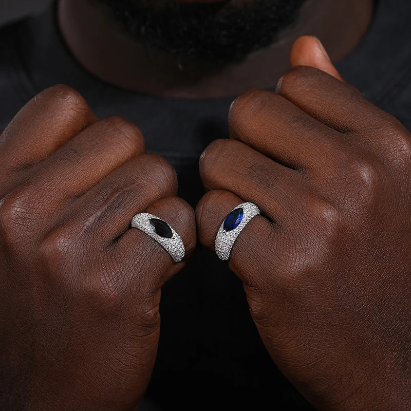 Unisex VVS1 Moissanite 925 Silver Hip Hop Jewelry Classic Men For Woman Rings Rock Hip Hop Jewelry Gift