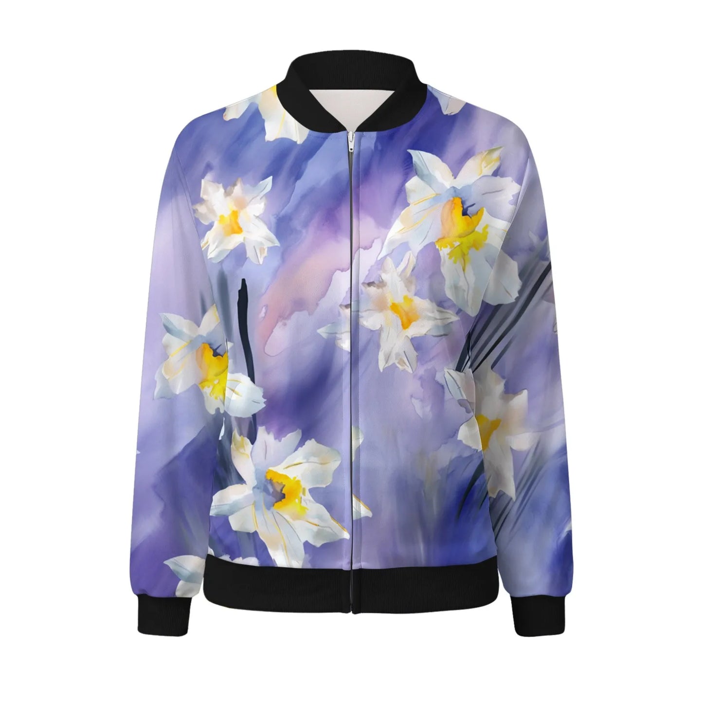 Women's Floral Print Stylish Jacket Regular Size Long Sleeve Full-Zip Baseball Jacket Casual Fall All Match Jacket Coat Outfits