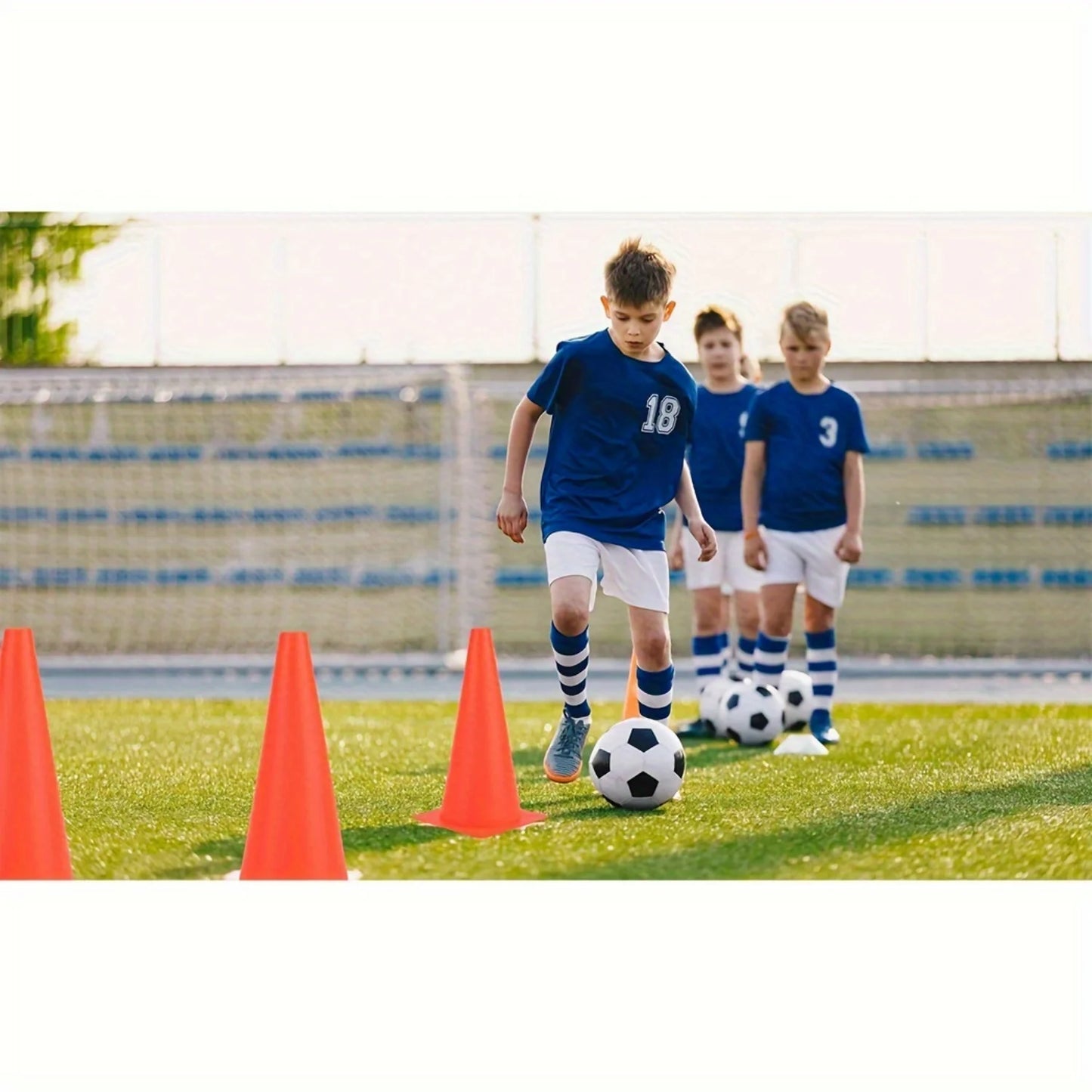 Durable Orange & Green 12Pcs 12 Inch Plastic Traffic Training Cones for Soccer Basketball Football Drills, Safety Parking Cones