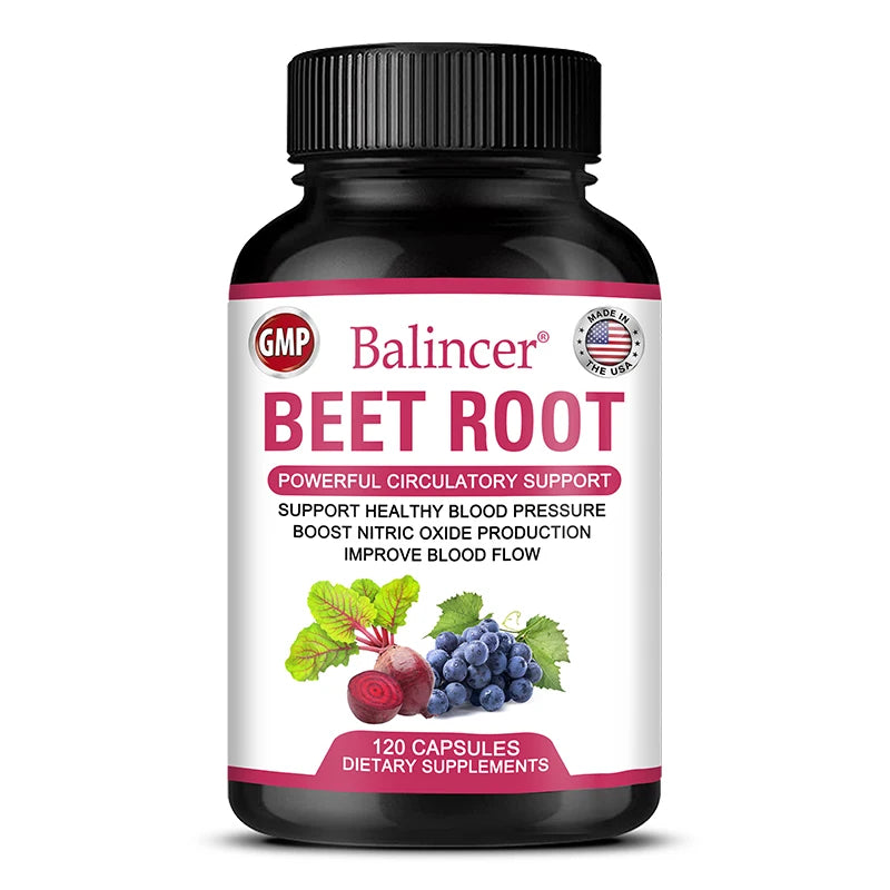 Beetroot Capsules Organic Beetroot Powder Extract + Black Pepper Nitric Oxide Production Blood Circulation Blood Pressure Health - TrendForce25