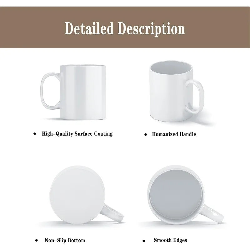 Mugs Blank Tazas Para Sublimacion White Ceramic Sublimation Cups Bulk Mugs for Coffee Tea Latte Hot Cocoa 11 oz Set of 12
