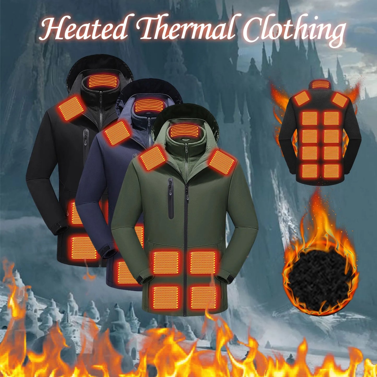 Mens Fall And Winter Control 15 Heating Clothing Liner Plus Jacket Combination Of Men Tactical Windproof Waterproof jacket