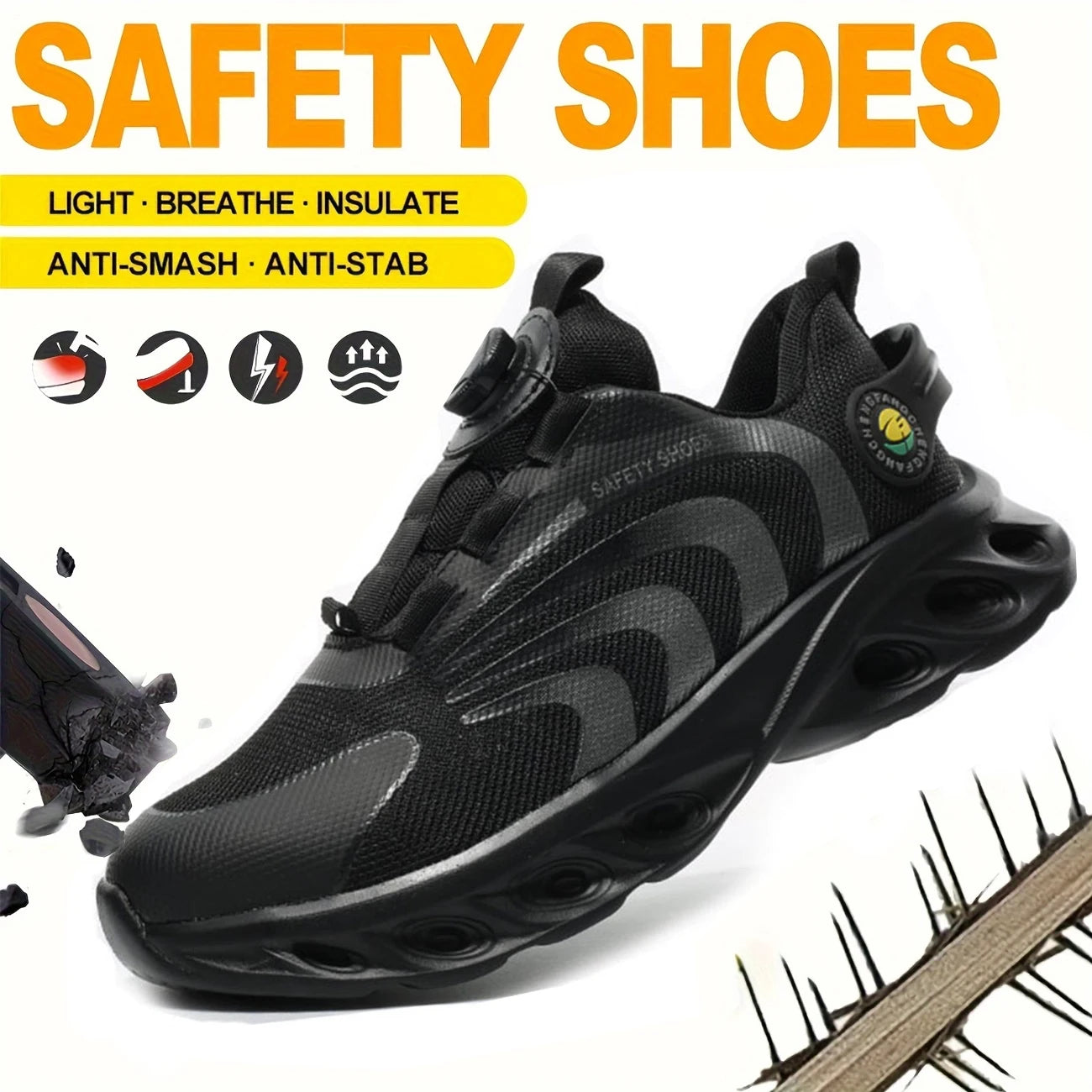 Lace-free, breathable, lightweight and comfortable anti-smashing and anti-puncture safety shoes - TrendForce25