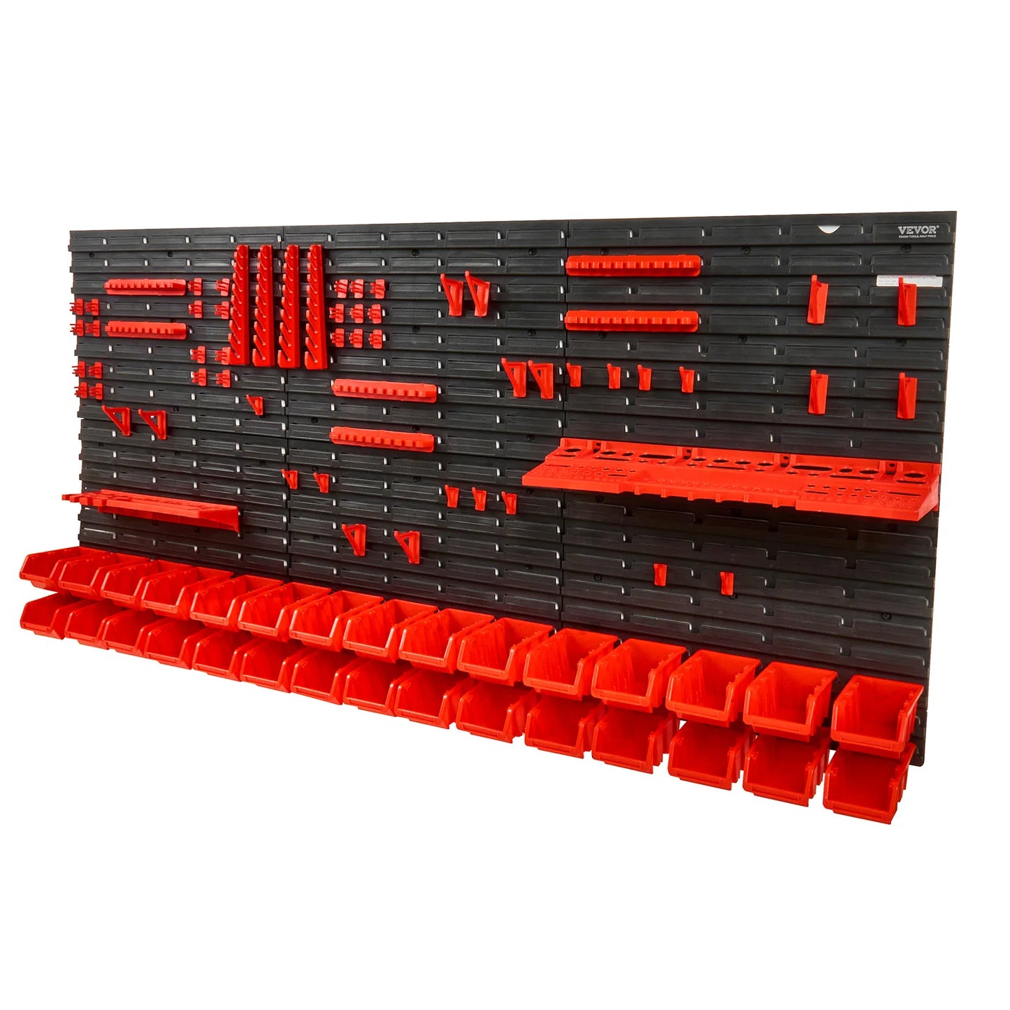 VEVOR 30Bin Wall Mounted Storage Bins Parts Rack Organizer Garage with Wall Panels Hooks Plastic Shop Tool for Screw Nails