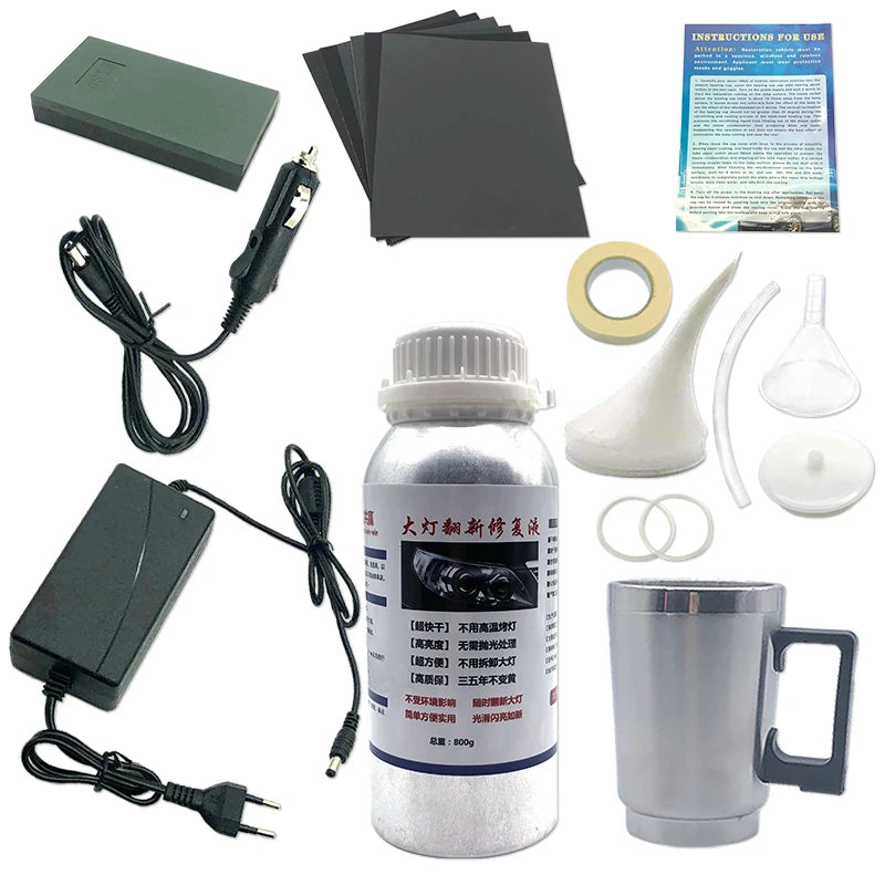 Car Headlight Polish Restoration Kit Car Headlight Repair Renovation Kit 800G Headlamp Liquid Polymer Auto Tool Set - TrendForce25