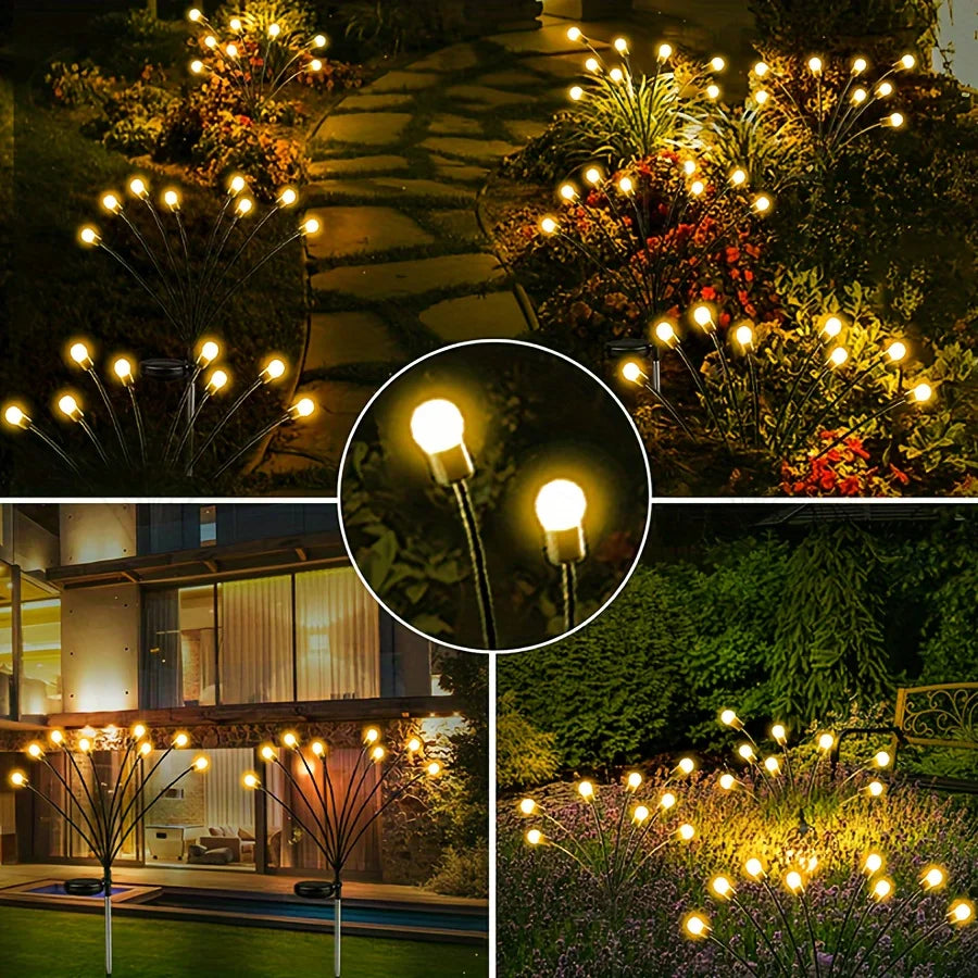 4 Pack 8 LED Solar Firefly Garden Light, String Lights for Festive Outdoor Decor, Sway by Wind