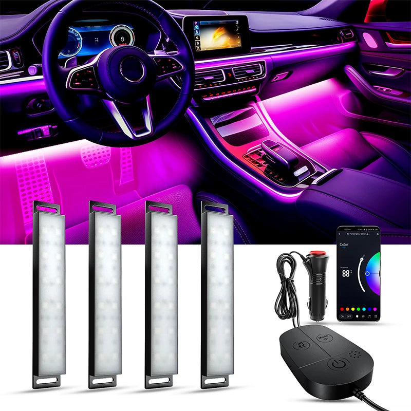 Neon Universal Car Ambient Light RGB Backlight LED Foot Strip APP Control Auto Decorative Off Road 4x4 SUV Interior Atmosphere - TrendForce25