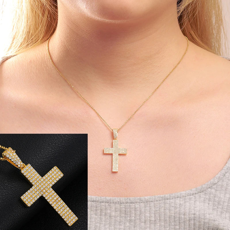 Exquisite Fashion 925 Sterling Silver Cross Pendant Moissanite Pendant Necklace For Men Women Hip Hop Jewelry Wholesale 2022 New - TrendForce25