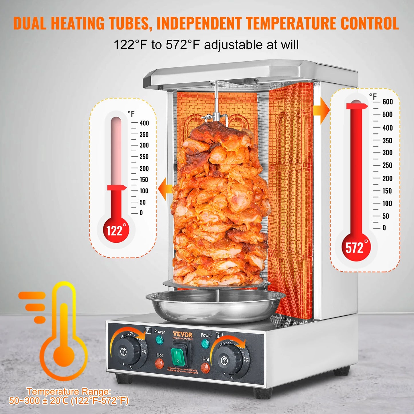 VEVOR Shawarma Grill Machine, 13lbs Chicken Shawarma Cooker Machine Electric Vertical Broiler Gyro Rotisserie Oven Doner Kebab - TrendForce25