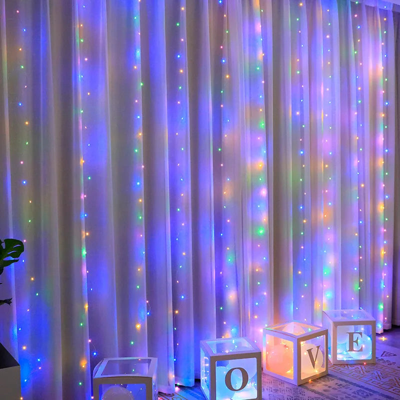 Curtain Light for Party/Wedding/Festival/Christmas,Window Blinking String Light for Bedroom/Living Room,USB Plug with 8 Modes - TrendForce25