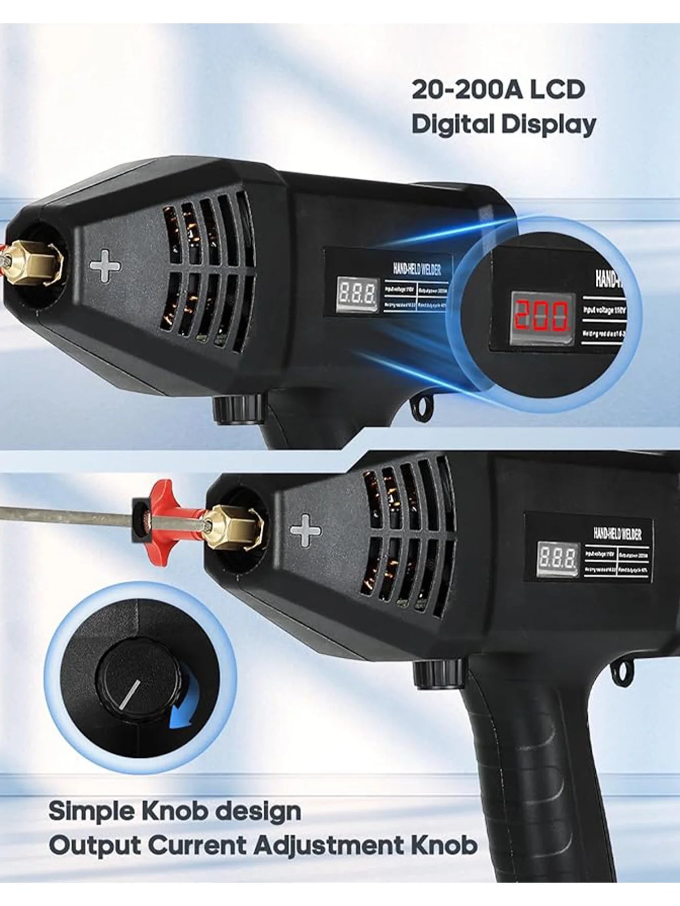 Handheld Welder Machine 110V Portable ARC Welding Machine 20-200Amp Digital Display IGBT Inverter With Welding Tool Set,Folding - TrendForce25