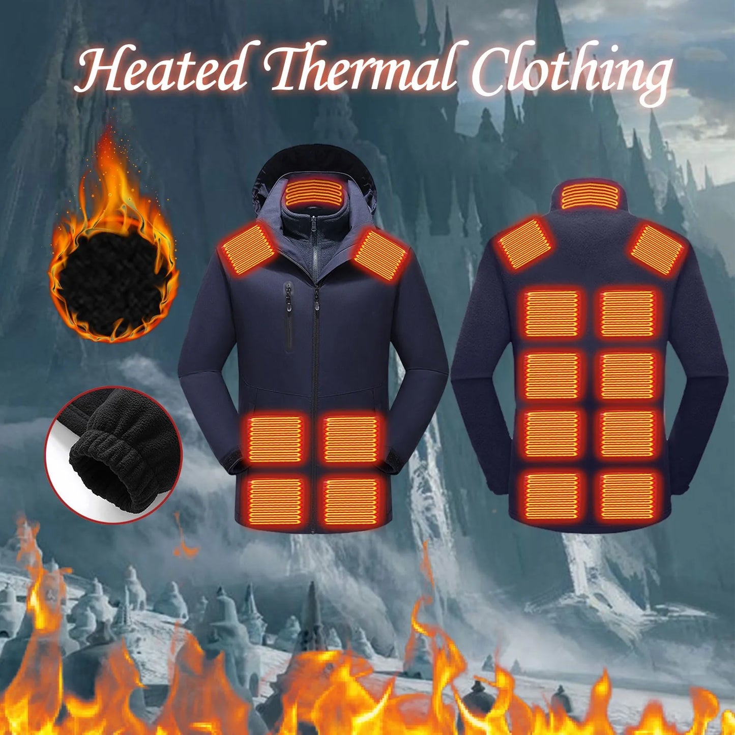 Mens Fall And Winter Control 15 Heating Clothing Liner Plus Jacket Combination Of Men Tactical Windproof Waterproof jacket