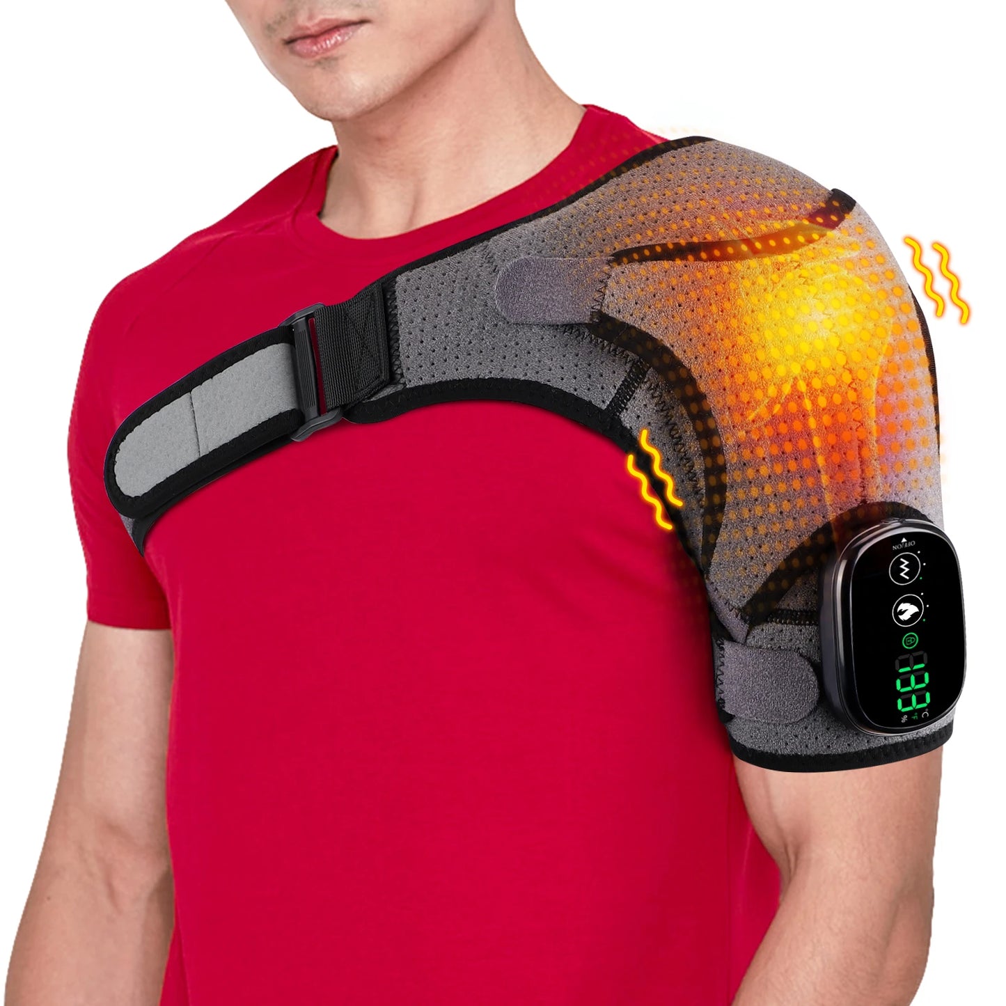 Adjustable Heating Vibration Shoulder Brace Support, Electric Heating Pad for Shoulder, Left and Right Shoulder Massager Warming - TrendForce25