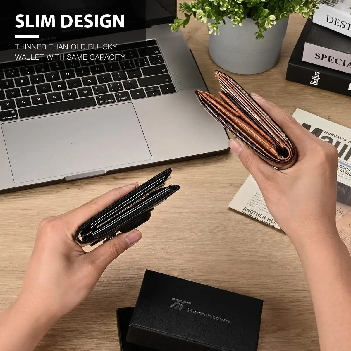 AirTag Wallet for Men with Money Clip Slim Genuine Leather RFID Blocking Card Holder Money Billfold Purse - TrendForce25
