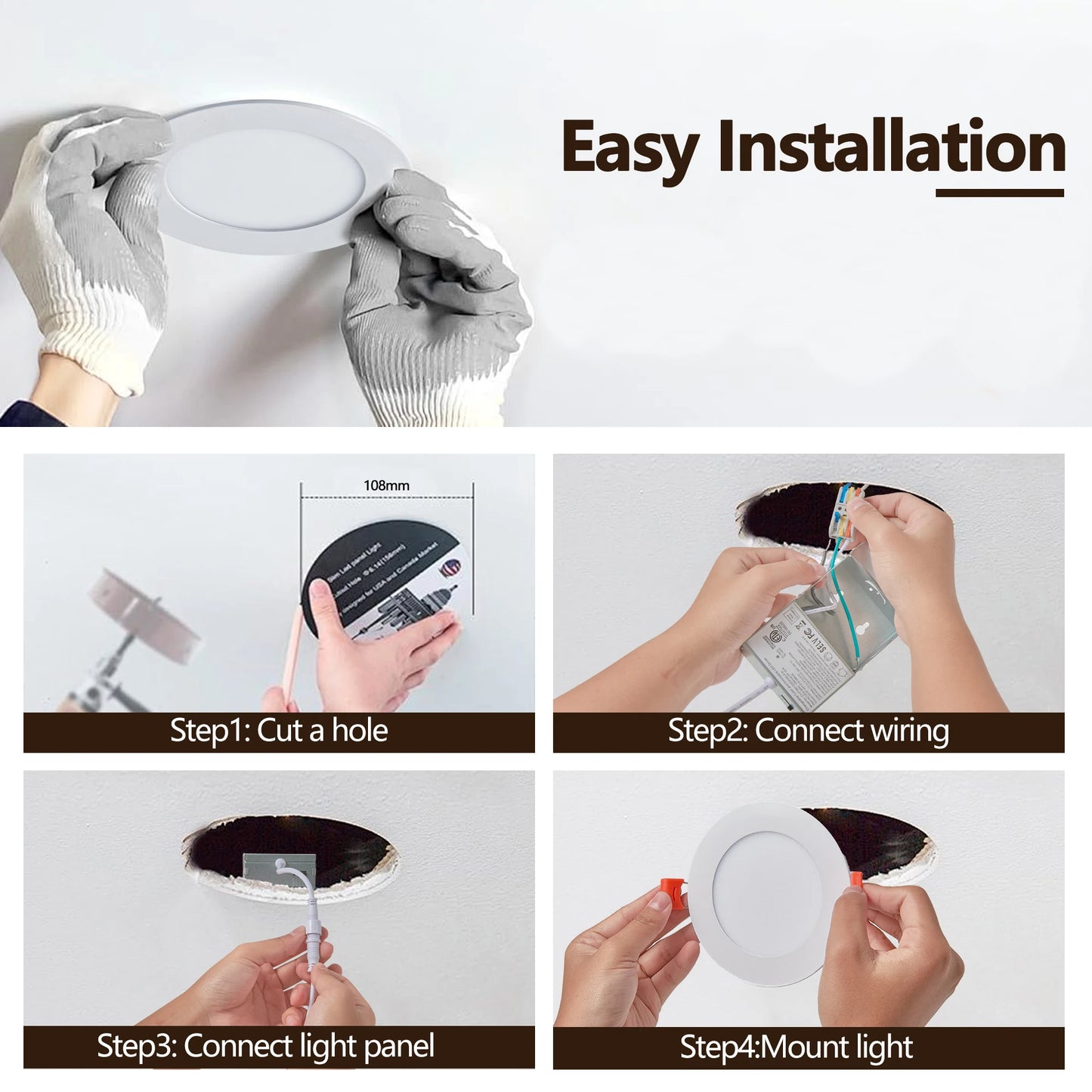 12-Pack 4 Inch Ultra-Thin LED Recessed Ceiling Light with Junction Box, 2700K-5000K Dimmable Color Changing Downlight