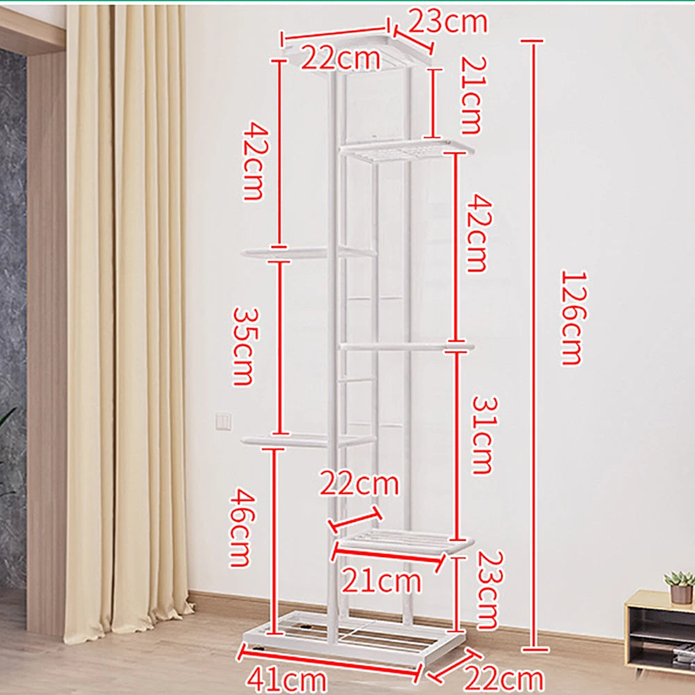 Plant Stand Indoor Outdoor, 7 Tier 8 Potted Metal Flower Shelf For Multiple Plants, Plant Display Holder Rack For Living Room