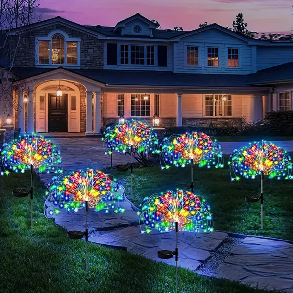 320/240LED Solar Fireworks Lights Bright 4 in1 Pack Lawn Lamp Outdoor Garden Decoration Starburst Lights 8 Mode Fairy Lights - TrendForce25