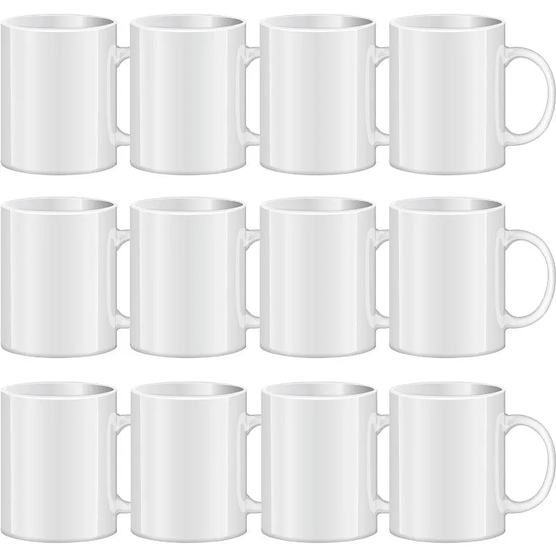 Mugs Blank Tazas Para Sublimacion White Ceramic Sublimation Cups Bulk Mugs for Coffee Tea Latte Hot Cocoa 11 oz Set of 12