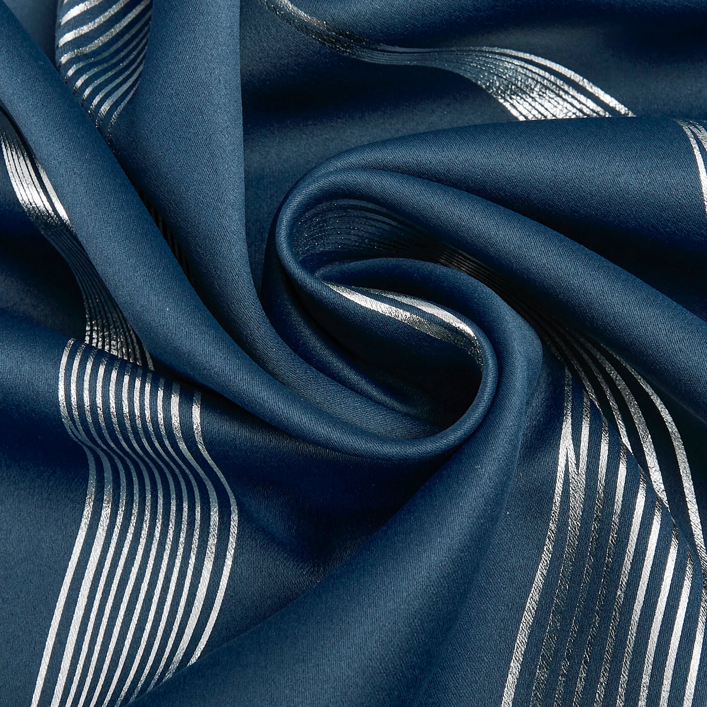 4Pcs Blackout Curtains Grommet Thermal Insulated Room Darkening With Wave Foil Printed For Bedroom - TrendForce25
