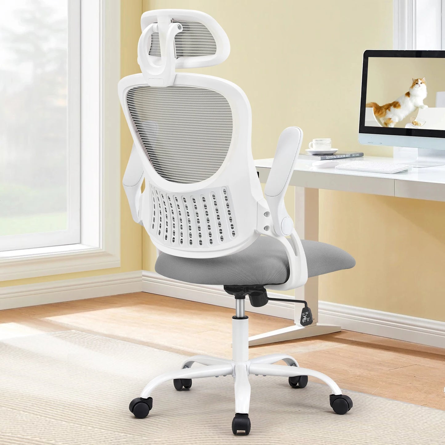 JHK Mesh Ergonomic Office Computer Desk Chair Flip-up Arms Adjustable Headrests Comfortable Lumbar Support For Home Office - TrendForce25