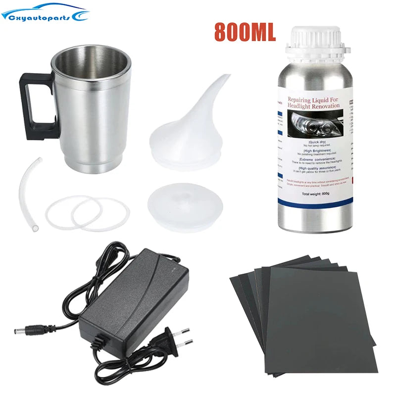 Car Headlight Polish Restoration Kit Car Headlight Repair Renovation Kit 800G Headlamp Liquid Polymer Auto Tool Set - TrendForce25