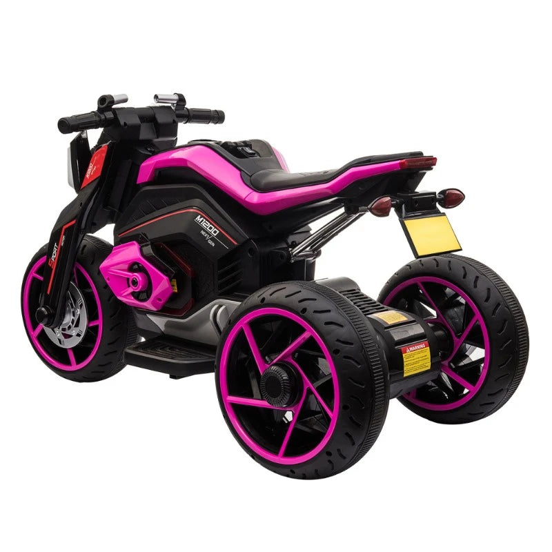 12V Three-wheel Ride On Motorcycle, Kids Electric Motorbike with Horns, LED Lights, Gift for Kids 3-8 Years,Rosy - TrendForce25