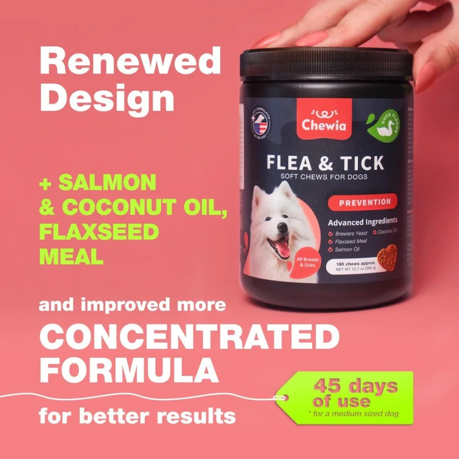 Dog Flea and Tick Treatment Chews FleaTick Prevention for Dogs Chewables Natural Dog Flea Tick Control Soft Treats Immune Suppo - TrendForce25