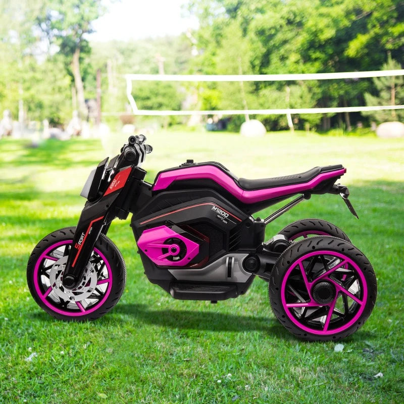 12V Three-wheel Ride On Motorcycle, Kids Electric Motorbike with Horns, LED Lights, Gift for Kids 3-8 Years,Rosy - TrendForce25