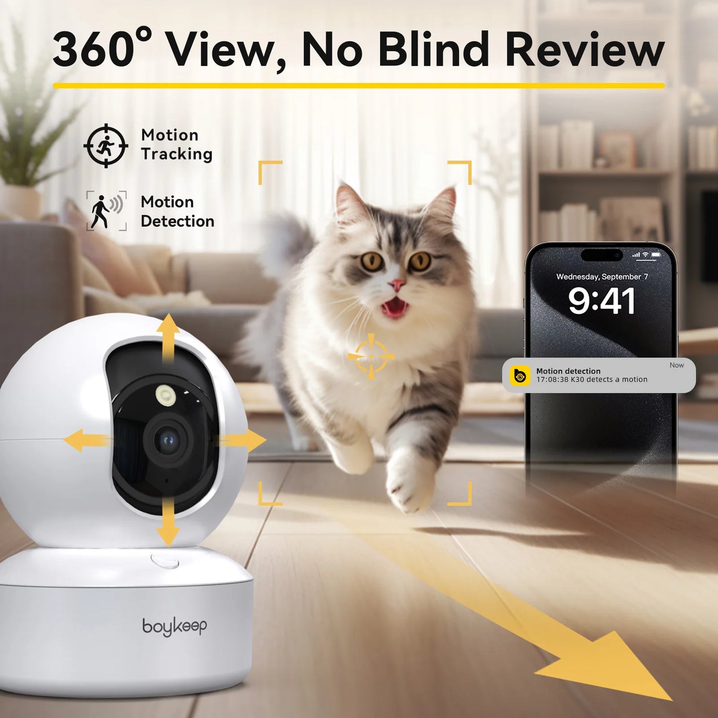 BoyKeep Smart Camera 2K Security Protection Wifi Surveillance 5G/2.4GHz Indoor Baby Night Vision 360° Pan & Tilt 2-Way Audio K30 - TrendForce25