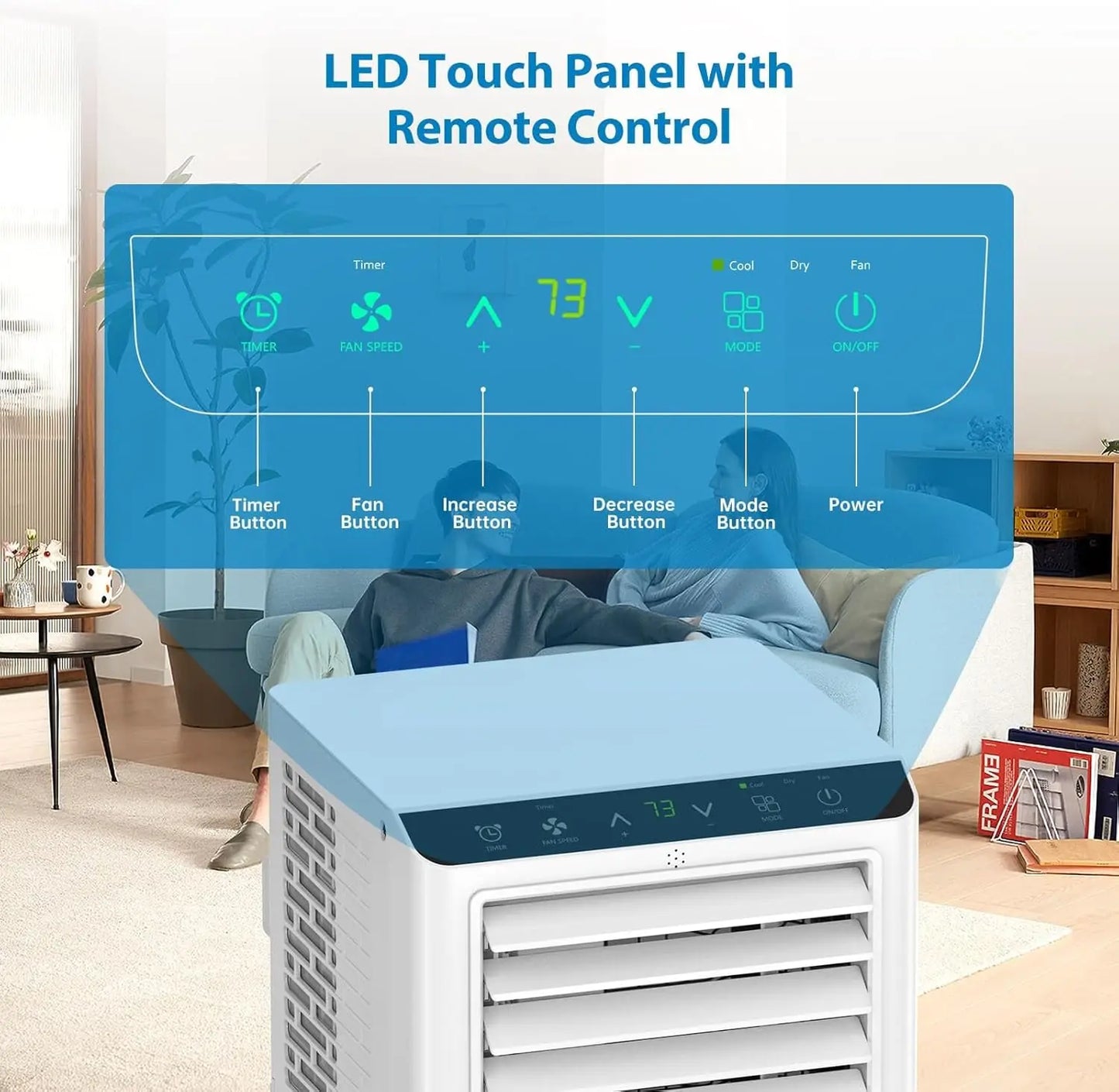 8000BTU Portable Air Conditioners With Remote Control And 24h Timer, 3 In 1 Low Noise Portable Ac Unit With Dehumidifier