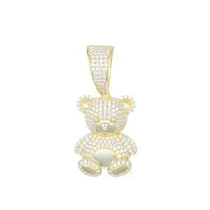 Exquisite Moissanite Fashion Bear Pendant Necklace Lovely Animal Bear Pendant For Women Birthday Party Anniversary Gift Jewelry