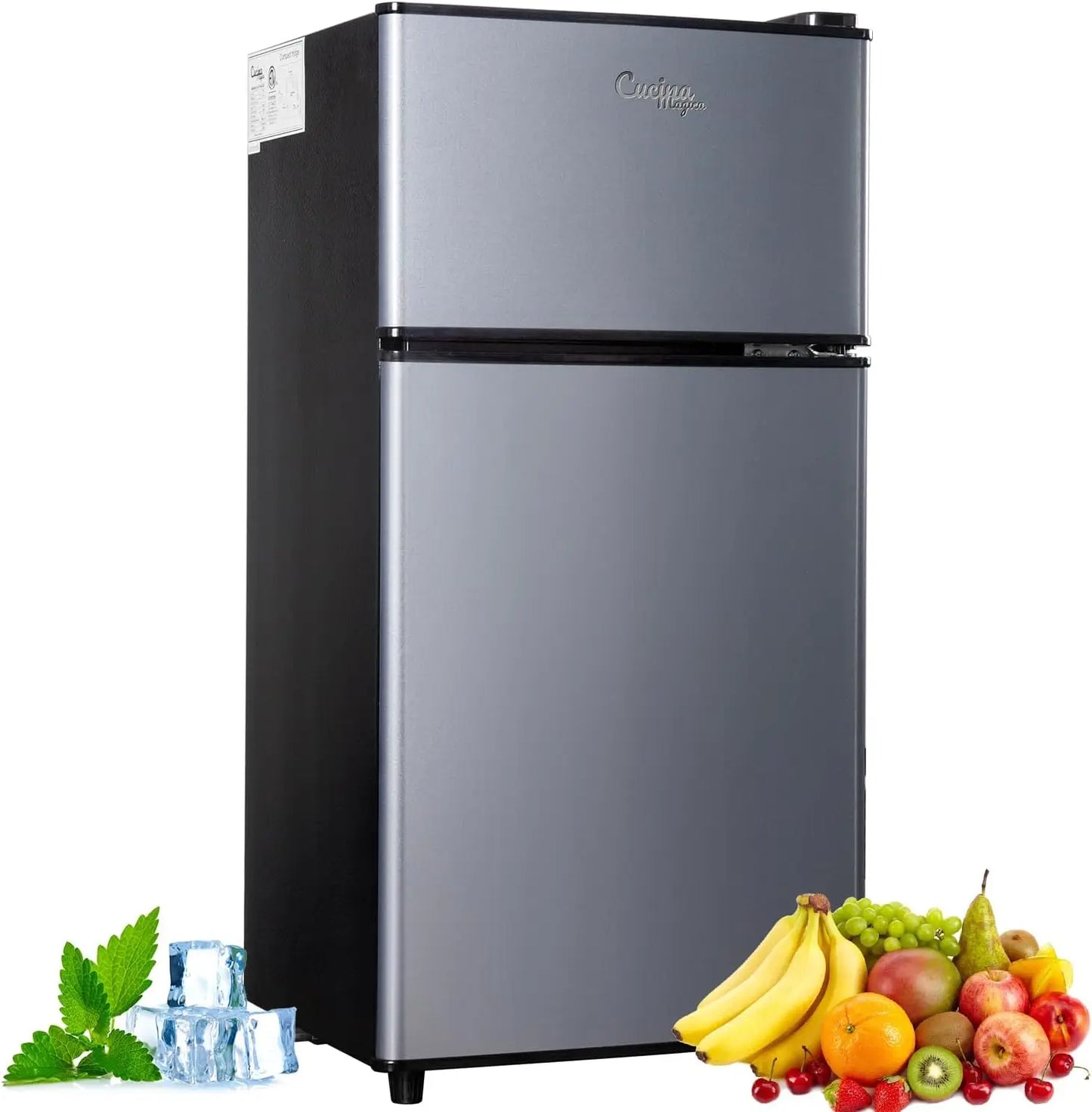 Mini Fridge with Freezer, 2.9 Cu.Ft Small Fridge, Energy Saving, Low Noise,7 Adjustable Thermostat, Double Door Refrigerator - TrendForce25