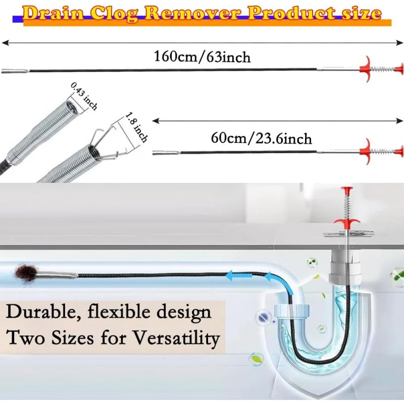 63 +23 Drain Clog Remover, Snake Sewer, Toilet, Kitchen Sink Clean