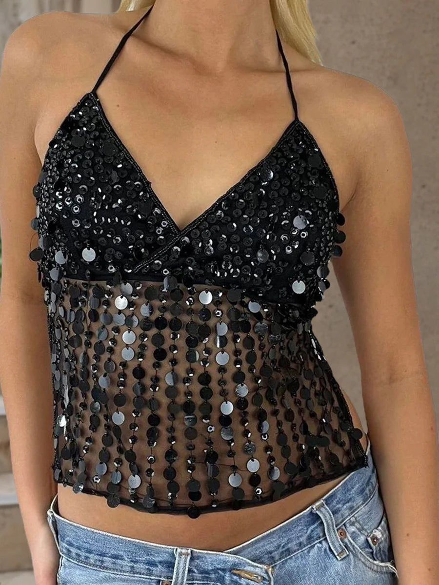 Women s V-Neck Sleeveless Blouse Summer Casual Loose Fit Lace Trim Tie Front Tank Tops with Adjustable Straps