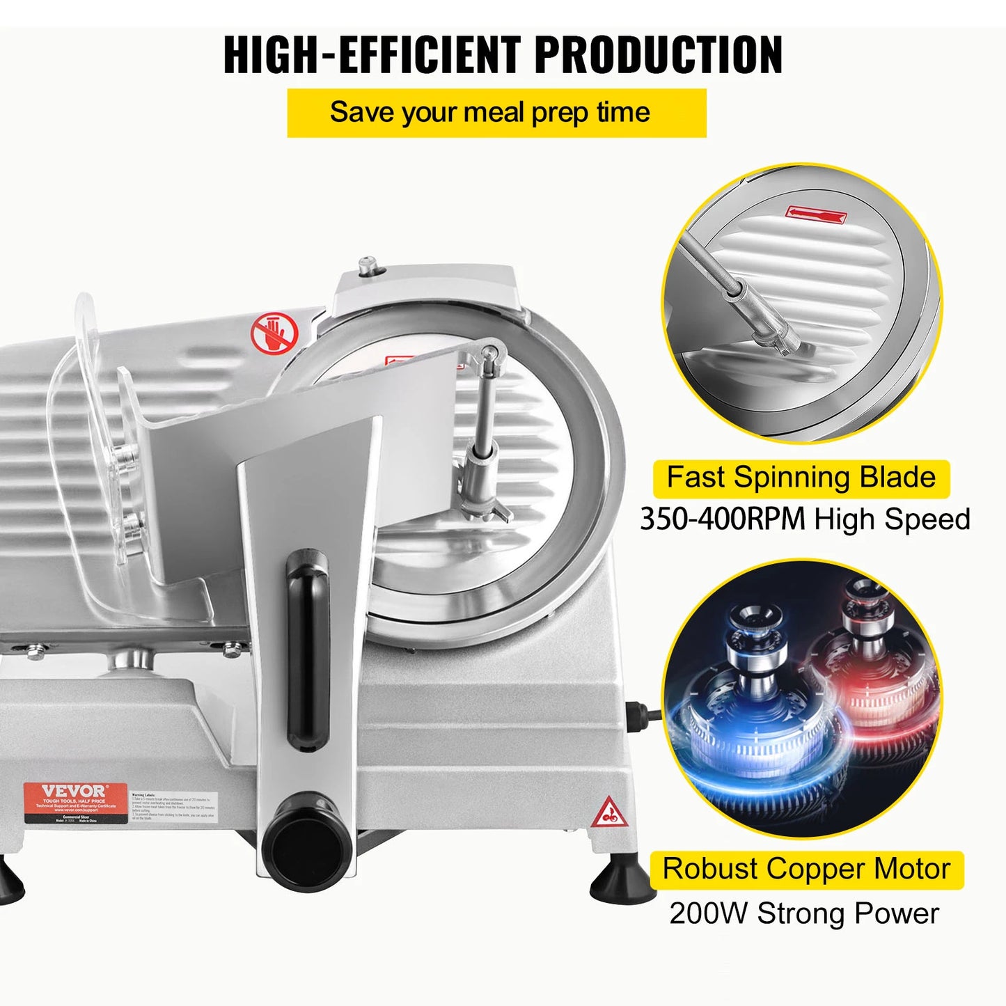 VEVOR Meat Slicer 200W/240W/320W/340W Electric Deli Food Slicer Adjustable Thickness for Commercial and Home Use Cut Meat Cheese - TrendForce25