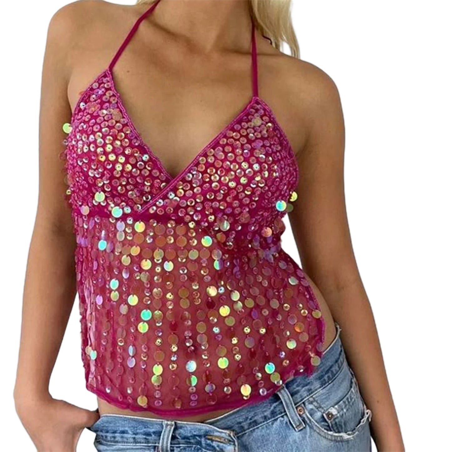 Women s V-Neck Sleeveless Blouse Summer Casual Loose Fit Lace Trim Tie Front Tank Tops with Adjustable Straps