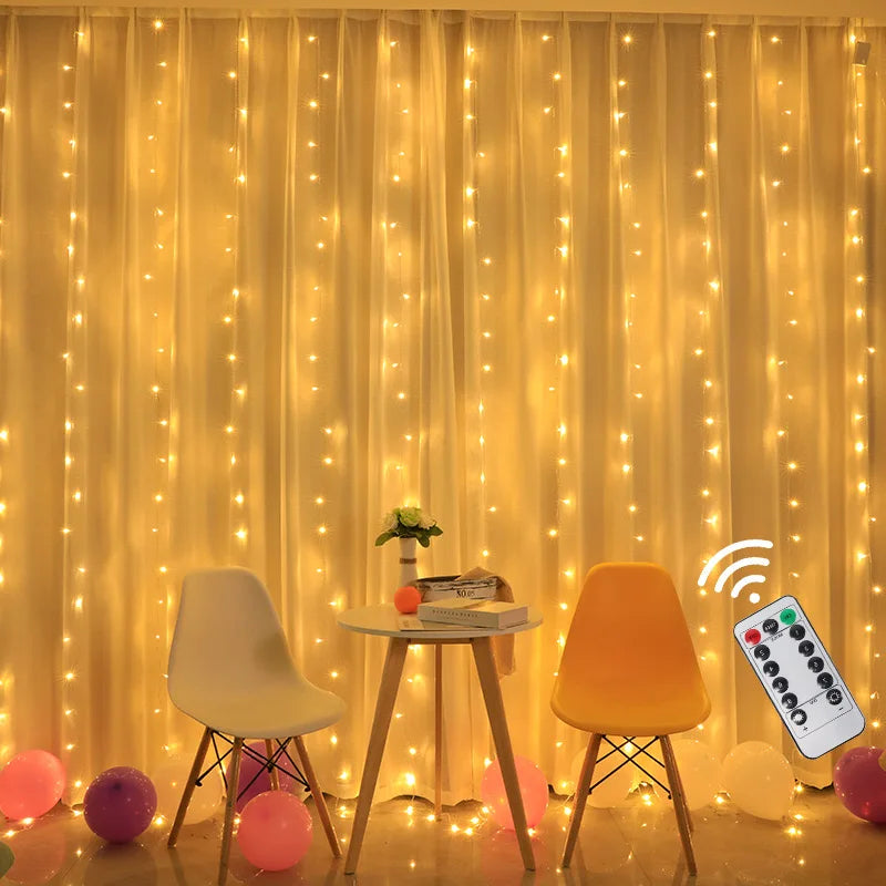 Curtain Light for Party/Wedding/Festival/Christmas,Window Blinking String Light for Bedroom/Living Room,USB Plug with 8 Modes - TrendForce25
