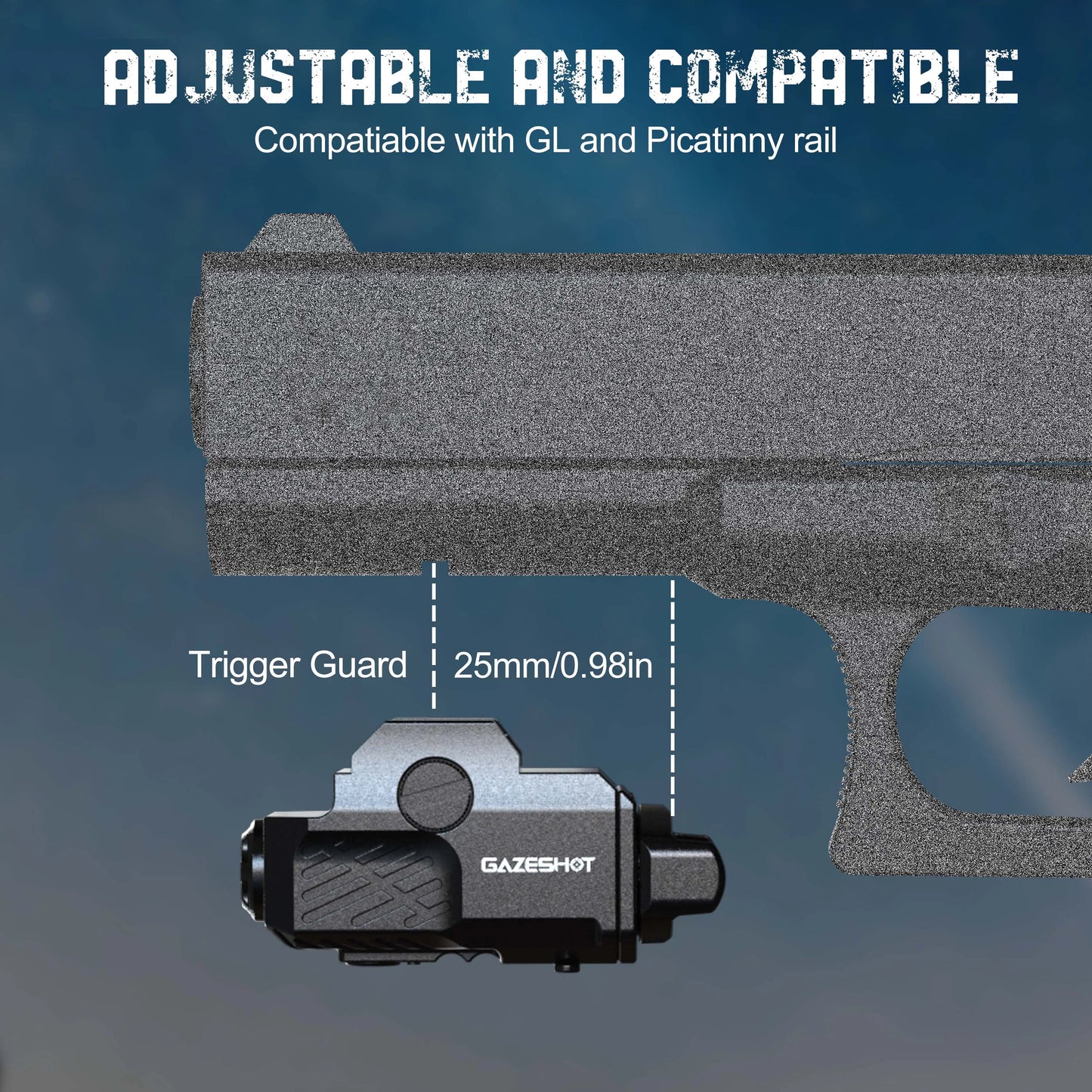 Blue Laser Sight Compatible with Picatinny Rail fit Pistol Glock Full Size Rechargeable Handgun Blue Laser Beam USB C Charging