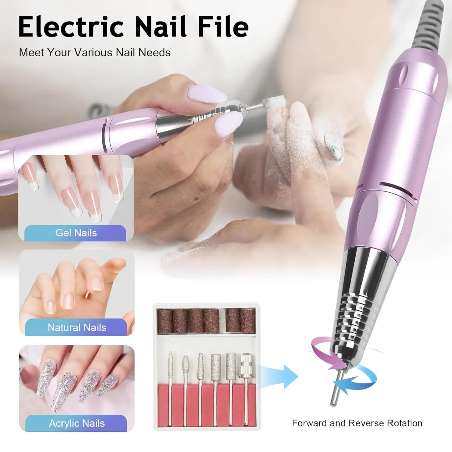 5 in 1 Nail Drill Manicure Machine, Professional 30000rpm Electric Nail Drill Machine, Electric , Nail Lamp for Nails Manicure - TrendForce25